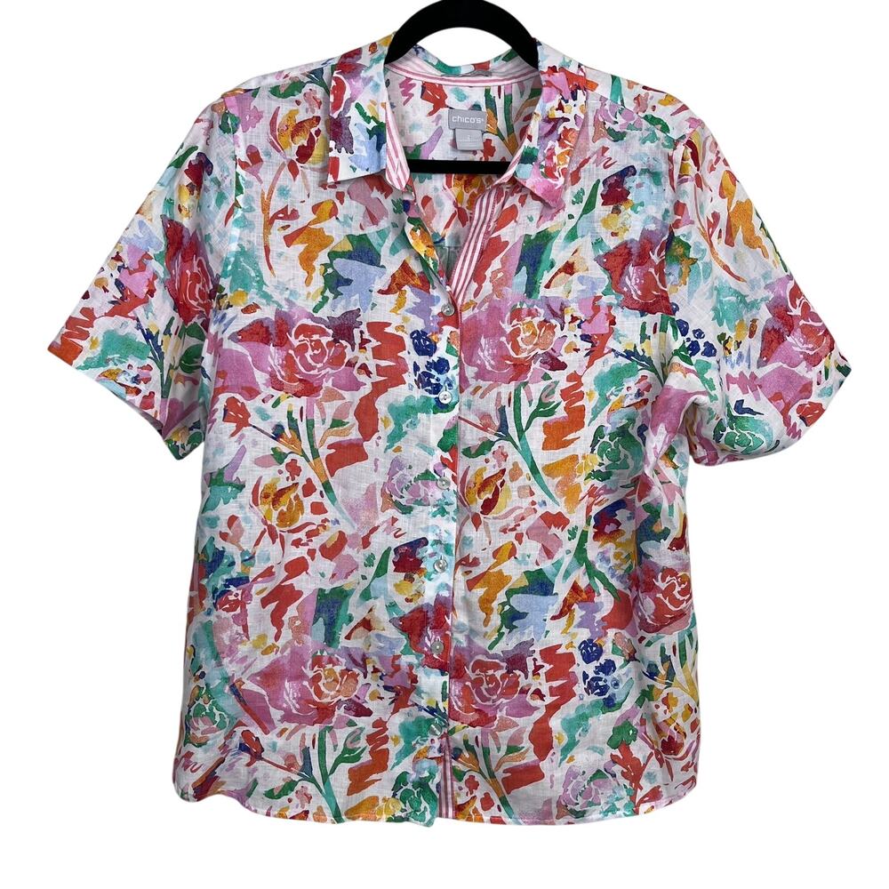 Chico’s Floral Button Down Blouse